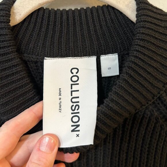 NWOT ASOS Collusion Black Heavy Knit Oversized Sweater Dress Women’s Size Small - Picture 4 of 5